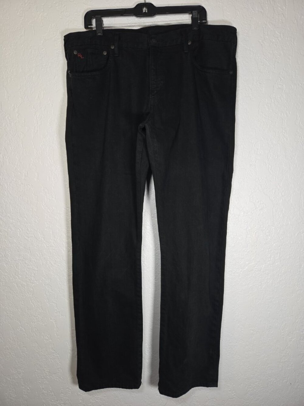 Polo Ralph Lauren Jeans Mens 38x32 Black Hampton Relaxed Straight Leg Denim
